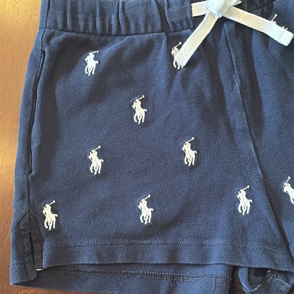 Polo Ralph Lauren Navy Blue Shorts White Embroidered Pony Drawstring Stretch - Picture 4 of 12